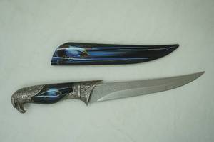 stainless steel Bald Eagle fantasy dagger Bowie Knife wdecorative scabbard and pommel
