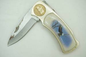 Vintage Collectible Folding Pocket Knife. Bald Eagle Design. 3 blade