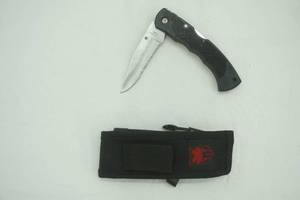 3 folding lock back pocket knife wserrated stainless steel blade and belt sheath