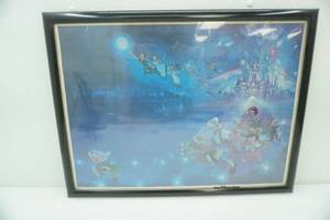 25x 19 Vintage 1980 Walt Disney World Wish Upon a Star framed promotional poster. Coca-Cola Company
