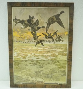 Framed Vintage reproduction print of a 1909 DuPont gunpowder ad Brant by Lynn Bogue Hunt 17x23