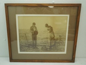 Framed Sepia Toned reproduction print of The Angelus by Jean-Francois Millet 22x 19