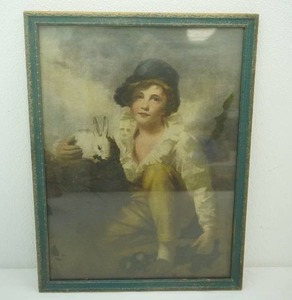 vintage reproduction art print of Boy and Rabbit by Scottish painter Sir Henry Raeburn 13x 17