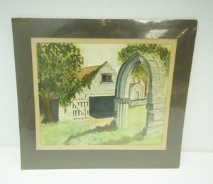 vintage framed watercolor painting . Signed Cricket 15x 14