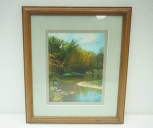 Framed Landscape Art Print. 12.5x15 Virginia Coudron 1992.