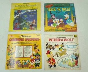 Vintage Walt Disney Vinyl Records (4ct)