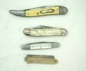 Vintage mother of pearl folding pocket knives (4ct)