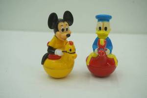Vintage 1970s Gabriel Walt Disney Productions roly-poly rocking toy. Mickey & Donald