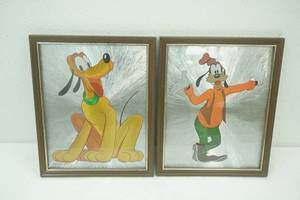 Vintage 8x10 Walt Disney Productions Foil Art Prints Goofy & Pluto