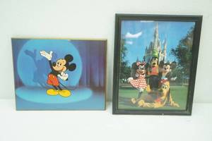 Vintage 8x10 Mickey Mouse Wooden Wall Plaque & 8x10 Walt Disney World Framed Photo Print