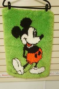 Vintage Disney Mickey Mouse Latch Hook Wall Hanging 19Wx28H