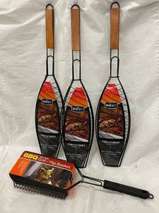 BBQ Fish & Flip Grill Basket Set (Lot of 4)
