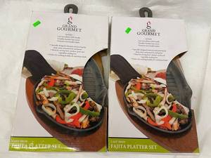 box A - Grand Gourmet Cast Iron Fajita Platter Set (Lot of 2)