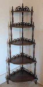 ULL - Vintage Mahogany Five-Tier Corner Shelf