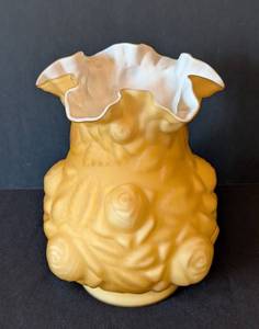ULL - Vintage Fenton for Lg Wright Puffy Rose Satin Glass Vase