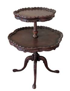 ULL - Vintage Mahogany Two-Tier Pie Crust Table