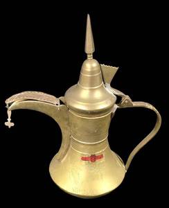 LL-FR - Brass Dallah Coffee Pot With Etched Floral Design