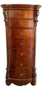 Ornate Tall Wooden Chest of Drawers