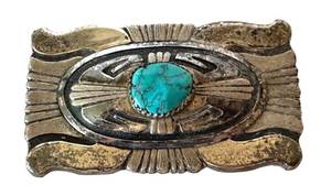 Vintage Thomas Singer Turquoise Belt Buckle