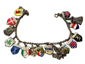 Vintage 800 Silver Travel Charm Bracelet