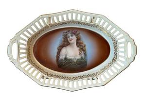 ULR - Vintage Porcelain Reticulated Portrait Tray