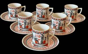 ULR - Vintage Greek Porcelain Children Teacups & Saucers (Lot of 6)