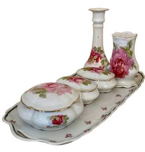 Vintage Floral Vanity Set (Lot of 6)