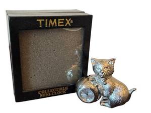 ULR - Timex Cat Mini Clock 3 Inch Collectible