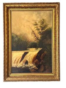 ULR - Antique Landscape Painting in Ornate Frame
