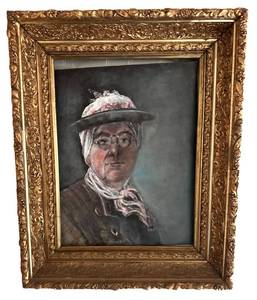 Vintage Reproduction Painting inspired by the 1775 Self Portrait Wearing Glasses by Jean-Baptiste-Simon Chardin.