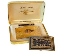 K - Vintage Landstroms Black Hills Gold Belt Buckle in Case