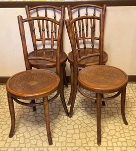 K - Vintage Bentwood Cafe Chairs Art Nouveau (Lot of 4)