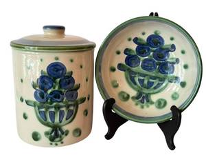 DR - M.A. Hadley Blueberry Bouquet Canister & Bowl Set
