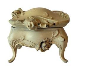 D - Antique Victorian Metal Jewelry Casket