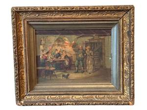ULR - Antique European Oil on Canvas the Reunion After L. Blume-Siebert