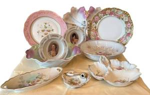ULR - Vintage & Antique Floral Porcelain Serving Dish Assortment