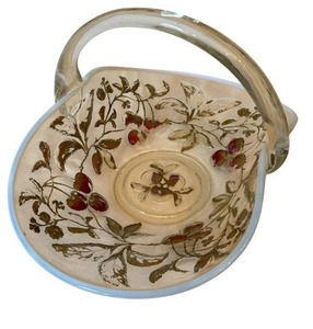 ULK - Antique Goofus Glass Cherry Basket