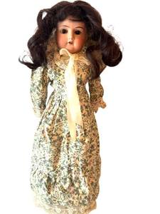 DR - Antique German Bisque Head Doll With Open Eyes & Teeth