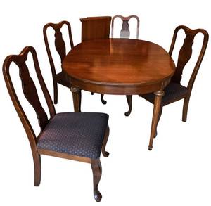 DR - Vintage National Furniture Company Drop Leaf Dining Table & 4 Chairs
