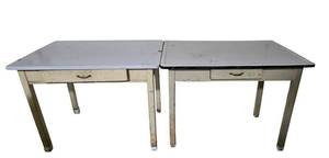 LL-L - Vintage Porcelain Enamel Top Kitchen Tables (Lot of 2)