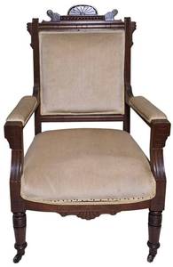 LL-ST1 - Vintage Louis XVI Style Walnut Armchair With Beige Upholstery