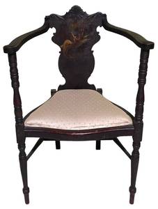LL-ST1 - Antique Vernis Martin Style Salon Corner Chair With Painted Splat