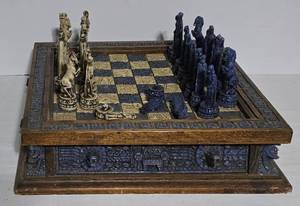 LL-ST1 - Carved Wood & Resin Chess Set in Box
