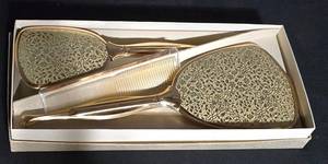 LL-L - Vintage 3-piece Vanity Set With Mirror, Brush & Comb