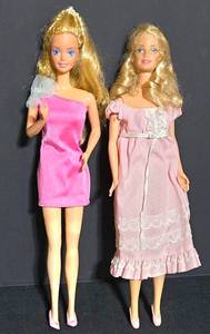 LL-L - Vintage 1966 Barbie Dolls in Pink Dresses (Lot of 2)