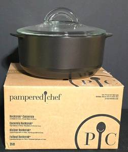 LL-L - Pampered Chef Rockcrok 2 Qt Casserole With Glass Lid NIB