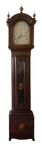 LR - Antique R. Perkins Jaffrey No. 164 Grandfather Clock with Mahogany Case
