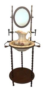 BR1 - Vintage Wash Stand with Sevres Pitcher and Basin