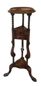Vintage Plant Stand with 2 Drawers and Twisted Columns