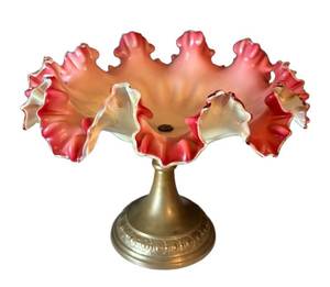 BR1 - Antique Victorian Brides Bowl with Pink Ruffled Edge